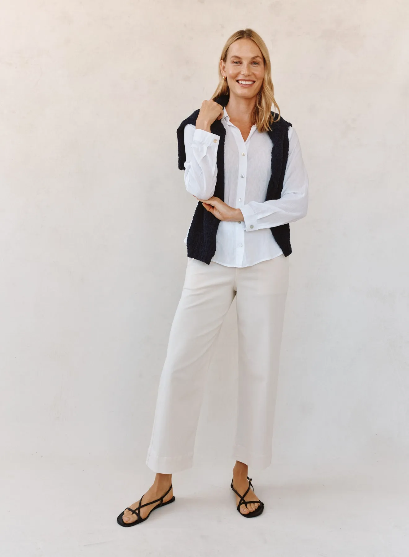 Classic Rib Button Down Shirt - White sold by Bella Dahl product image thumbnail 2