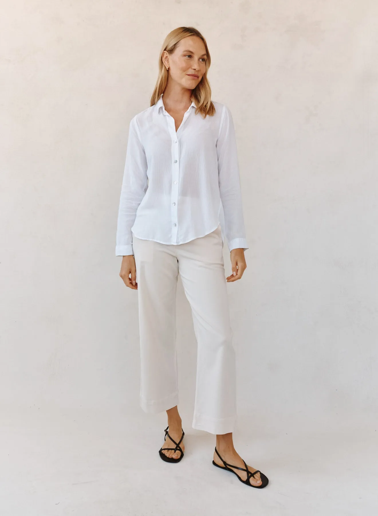 Classic Rib Button Down Shirt - White sold by Bella Dahl product image thumbnail 3