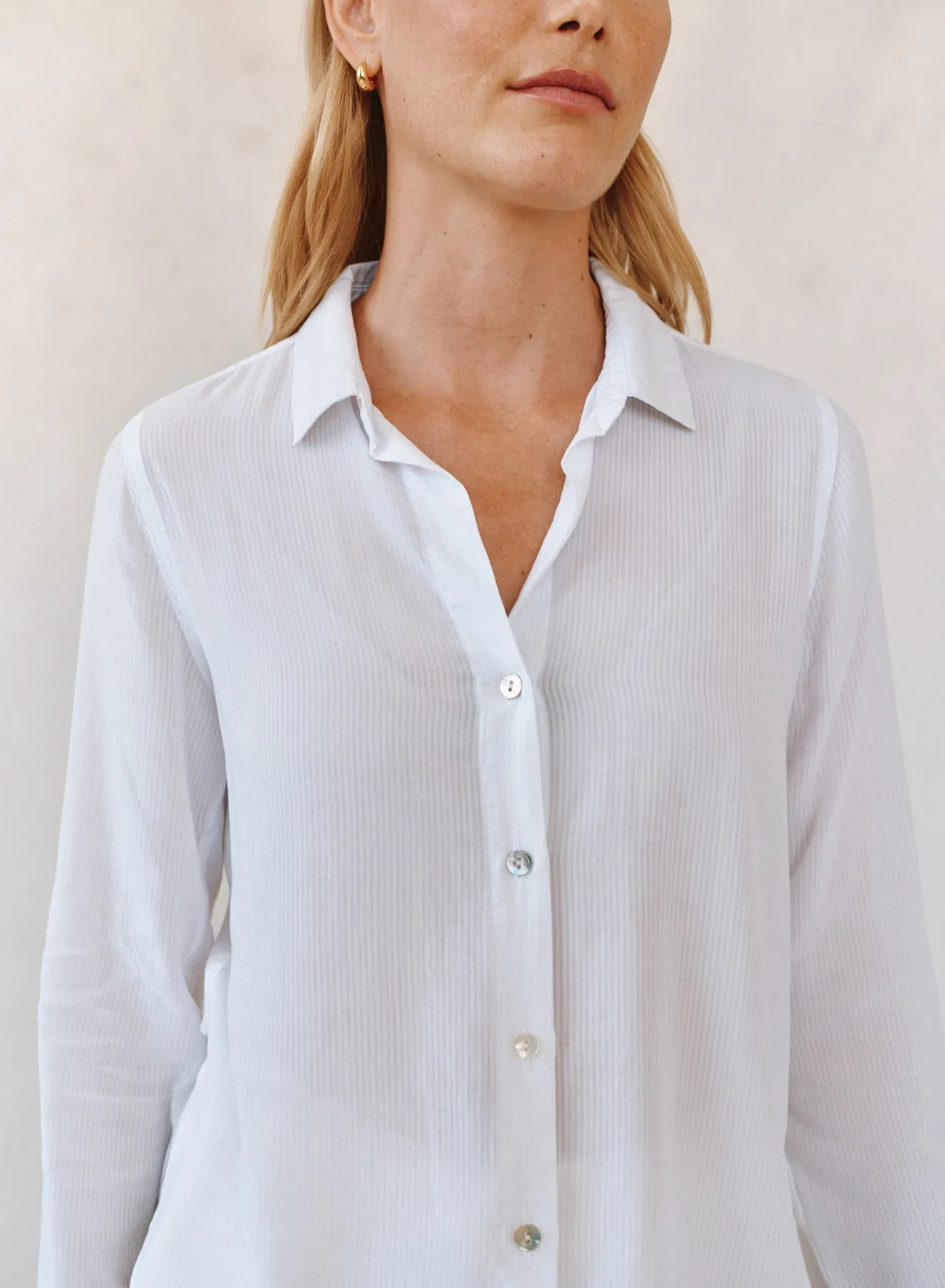 Classic Rib Button Down Shirt - White sold by Bella Dahl product image thumbnail 5