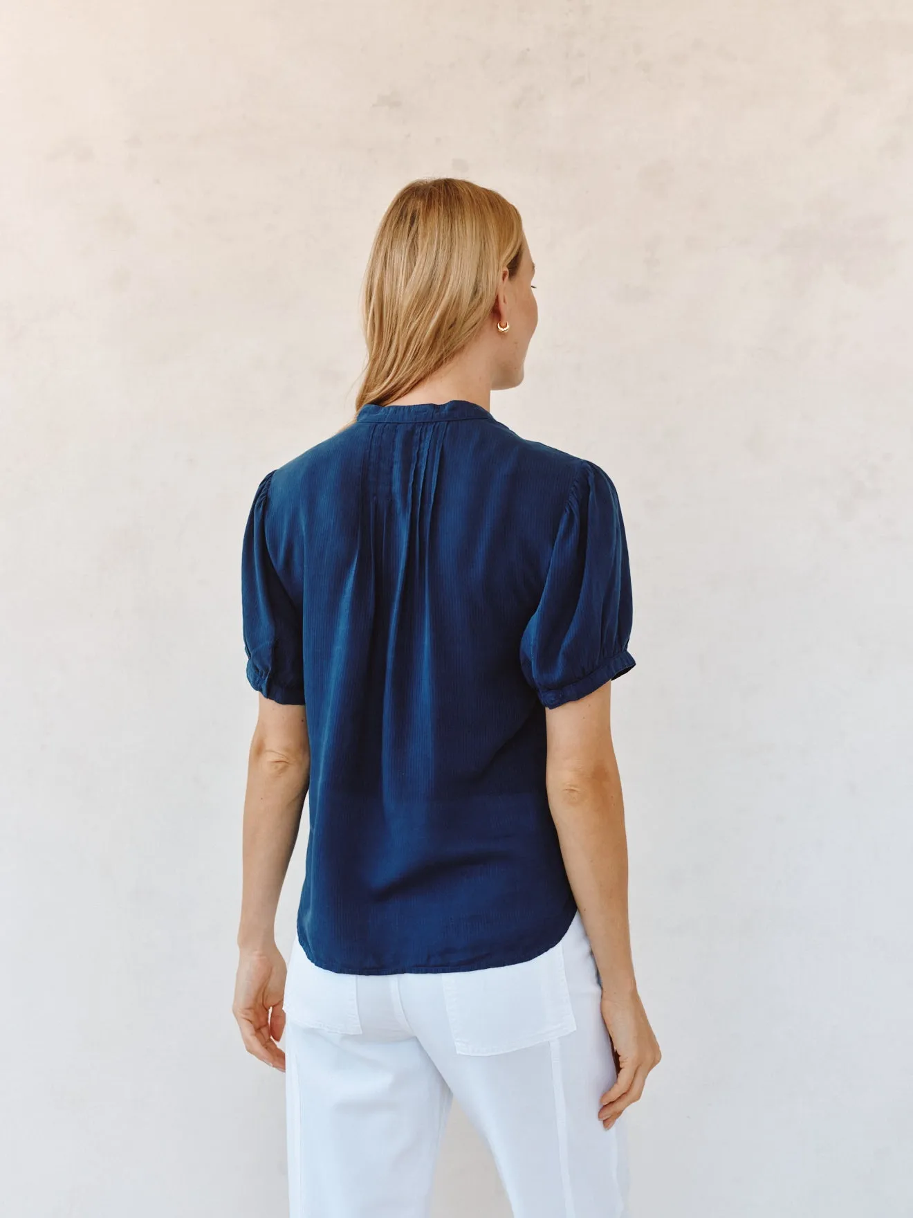 Short Sleeve Pintuck Shirt - Navy Dusk sold by Bella Dahl product image thumbnail 4