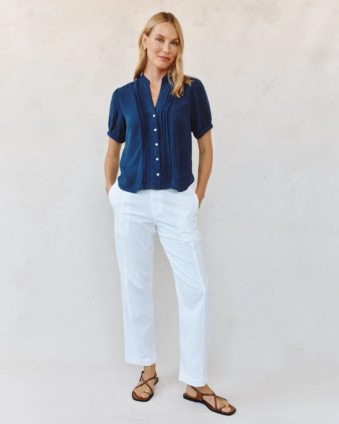Short Sleeve Pintuck Shirt - Navy Dusk sold by Bella Dahl product image thumbnail 2