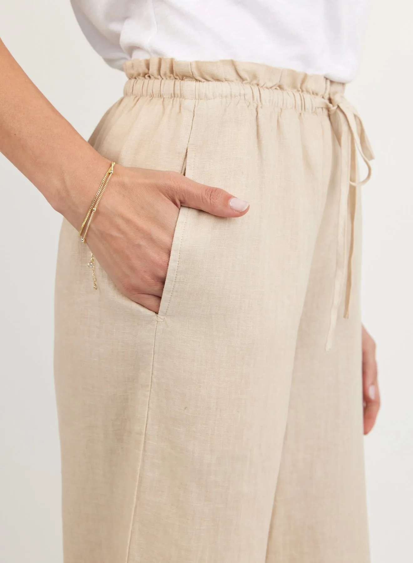 Ruffle Waist Wide Leg Pant - Linen Sand sold by Bella Dahl product image thumbnail 5