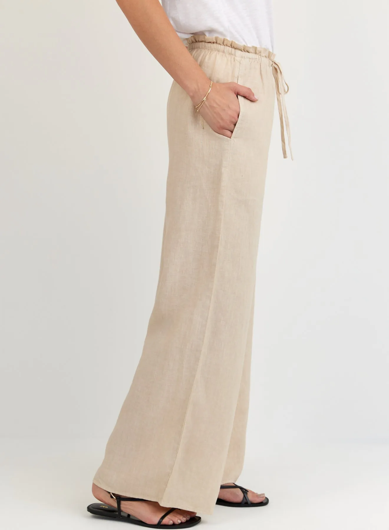 Ruffle Waist Wide Leg Pant - Linen Sand sold by Bella Dahl product image thumbnail 3