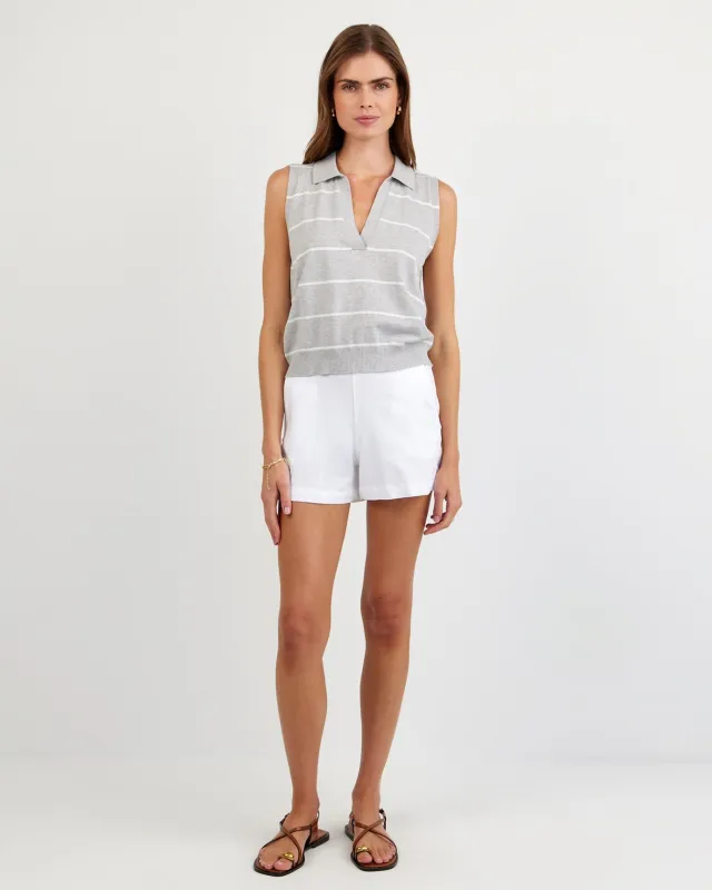 Sleeveless Placket Pullover - Sea Mist Stripe made by Bella Dahl