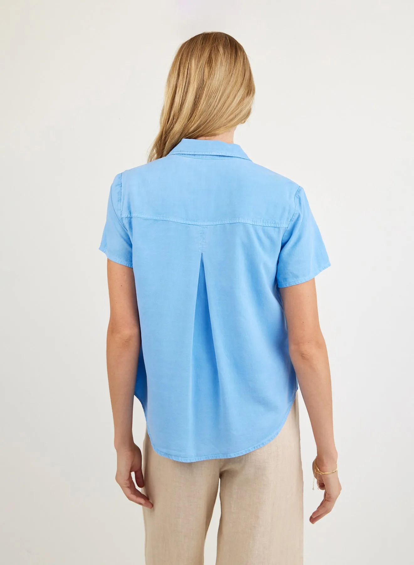 Short Sleeve Pocket Button Down - Tidal Blue sold by Bella Dahl product image thumbnail 3