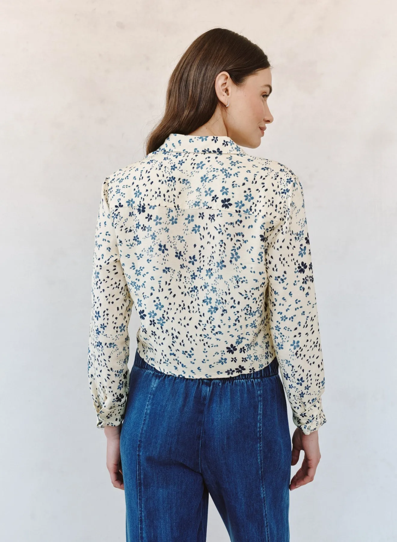 Long Sleeve Crop Shirt - Golden Meadow Print sold by Bella Dahl product image thumbnail 4