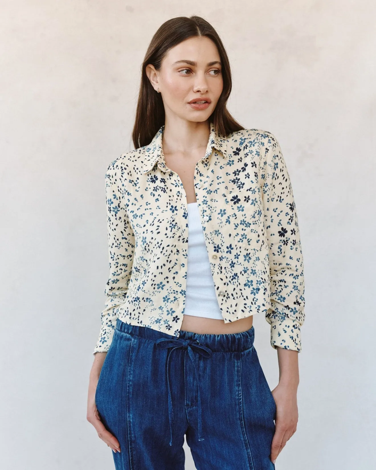 Long Sleeve Crop Shirt - Golden Meadow Print sold by Bella Dahl