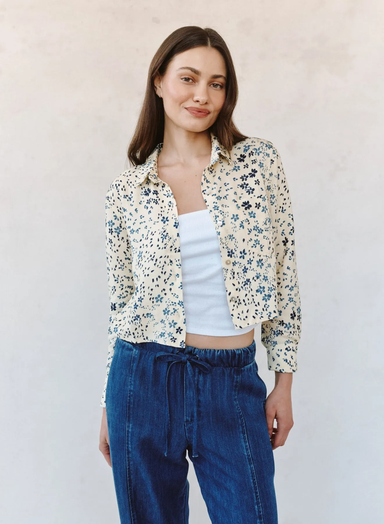 Long Sleeve Crop Shirt - Golden Meadow Print sold by Bella Dahl product image thumbnail 2