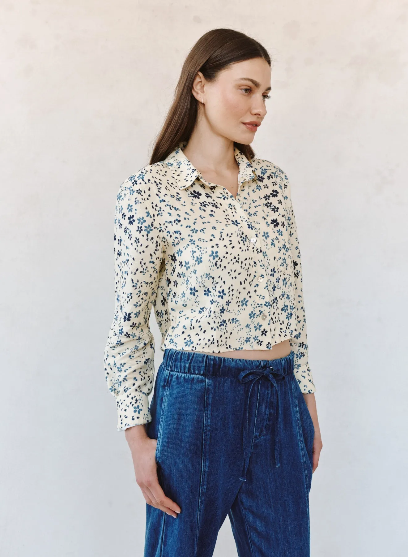 Long Sleeve Crop Shirt - Golden Meadow Print sold by Bella Dahl product image thumbnail 3