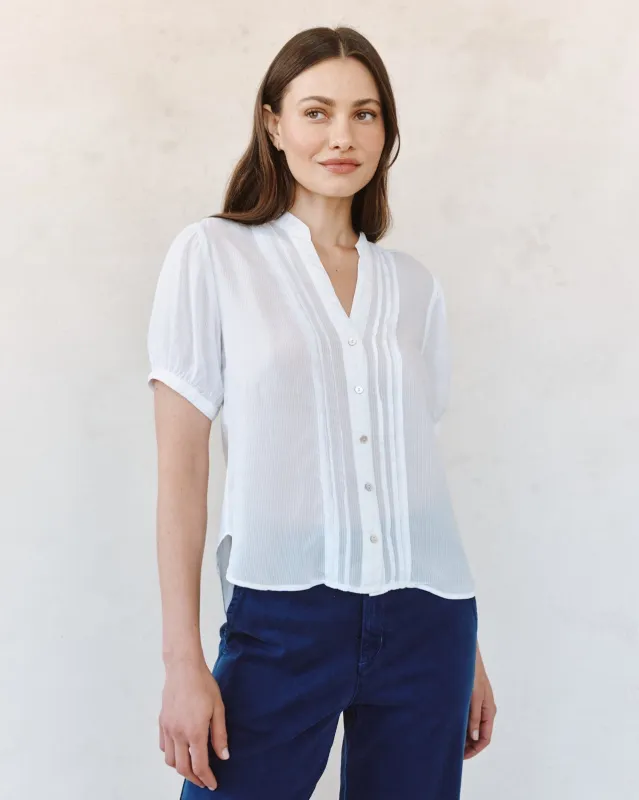 Short Sleeve Pintuck Shirt - White sold by Bella Dahl