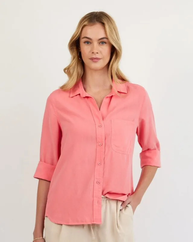Shirt Tail Button Down - Wild Coral sold by Bella Dahl