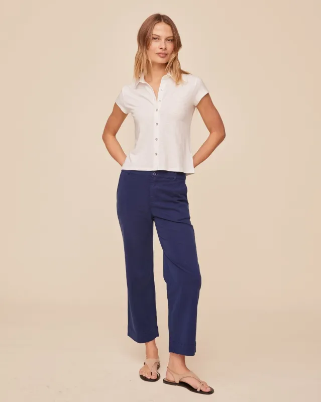 Cap Sleeve Button Down - White made by Bella Dahl