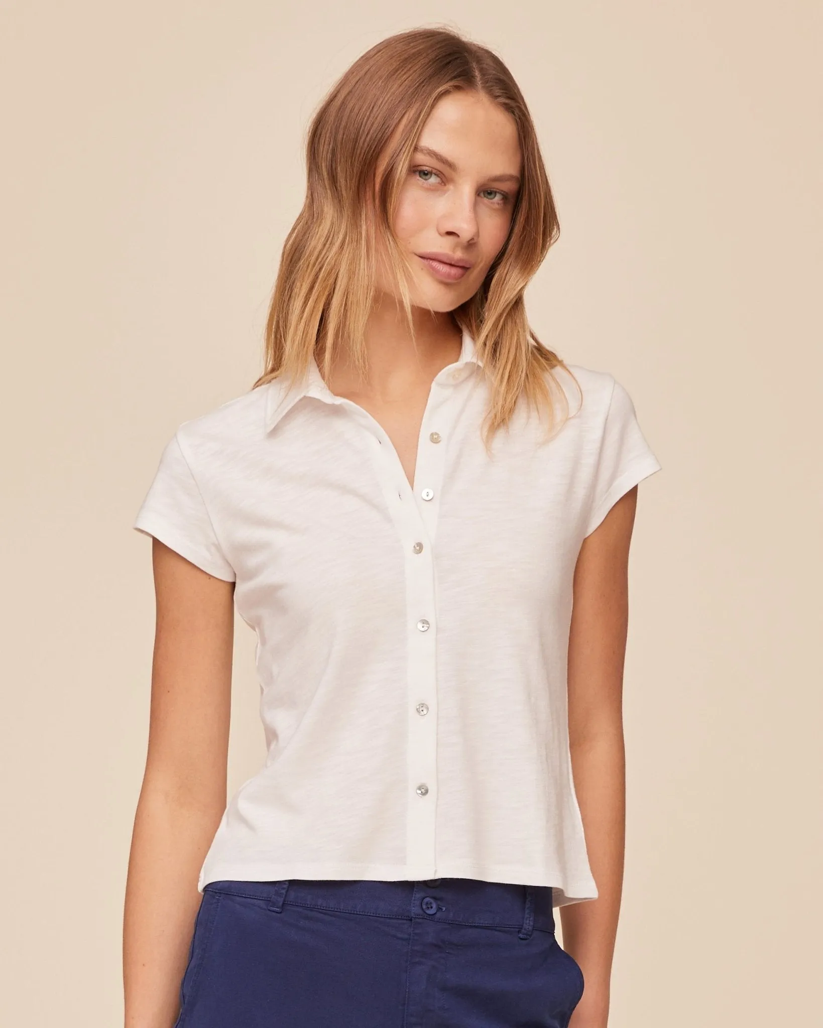 Cap Sleeve Button Down - White sold by Bella Dahl product image thumbnail 2