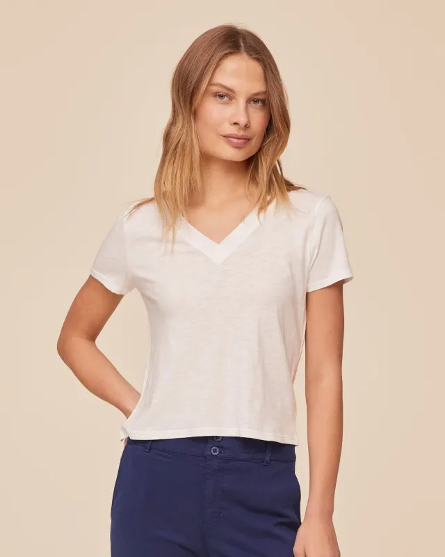 V Neck Tee - White sold by Bella Dahl