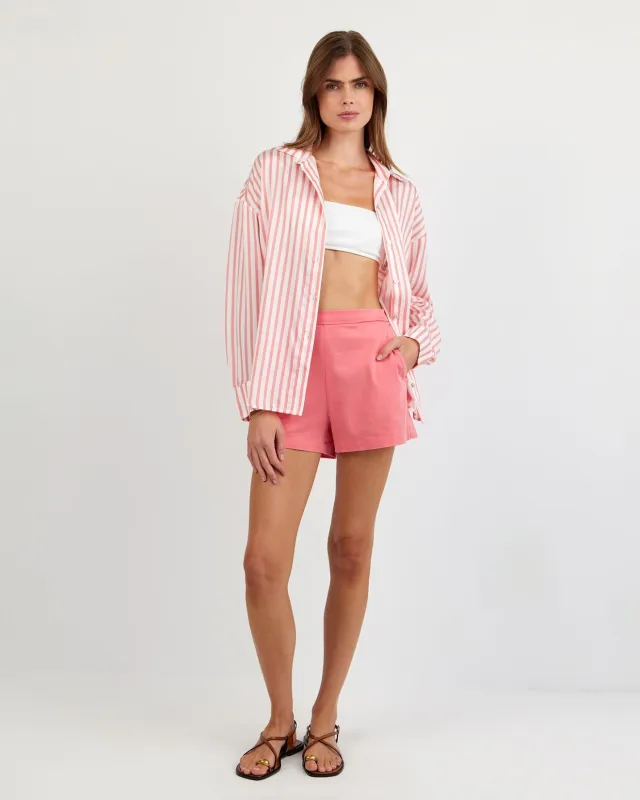 Oversized Button Down - Wild Coral Stripe sold by Bella Dahl