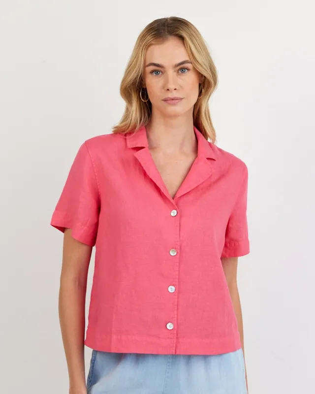 Short Sleeve Flowy Button Down - Spiced Hibiscus sold by Bella Dahl