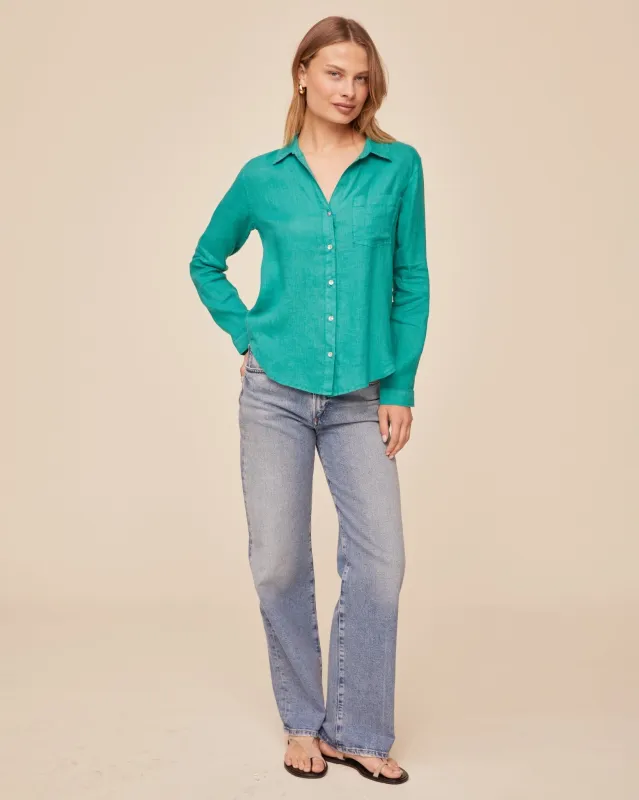 Pocket Button Down - Aqua Green sold by Bella Dahl