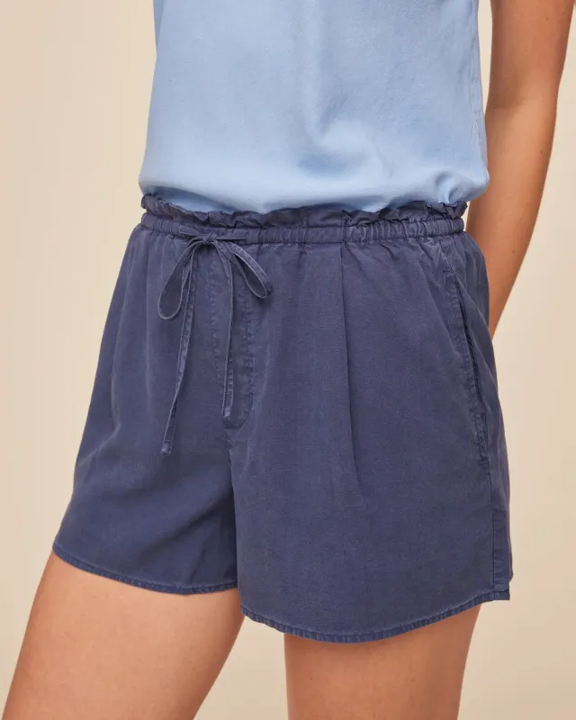 Ruffle Waist Short - Midnight Surf made by Bella Dahl