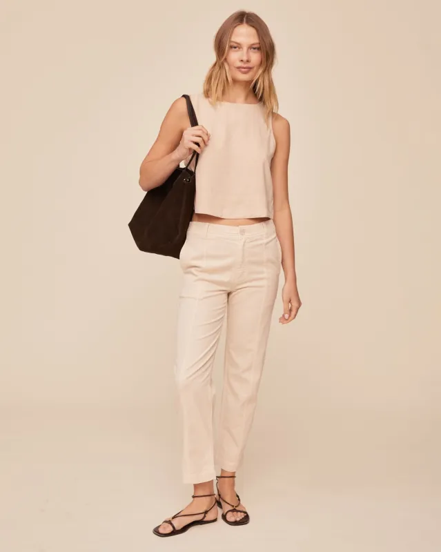 Sleeveless Boat Neck Split Back - Linen Sand made by Bella Dahl