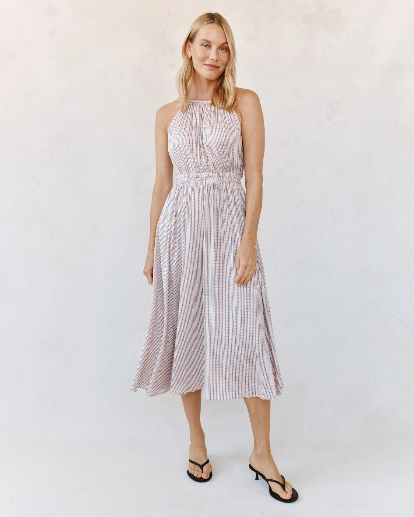 Cut Out Back Midi Halter Dress - Sunwashed Check sold by Bella Dahl product image thumbnail 2