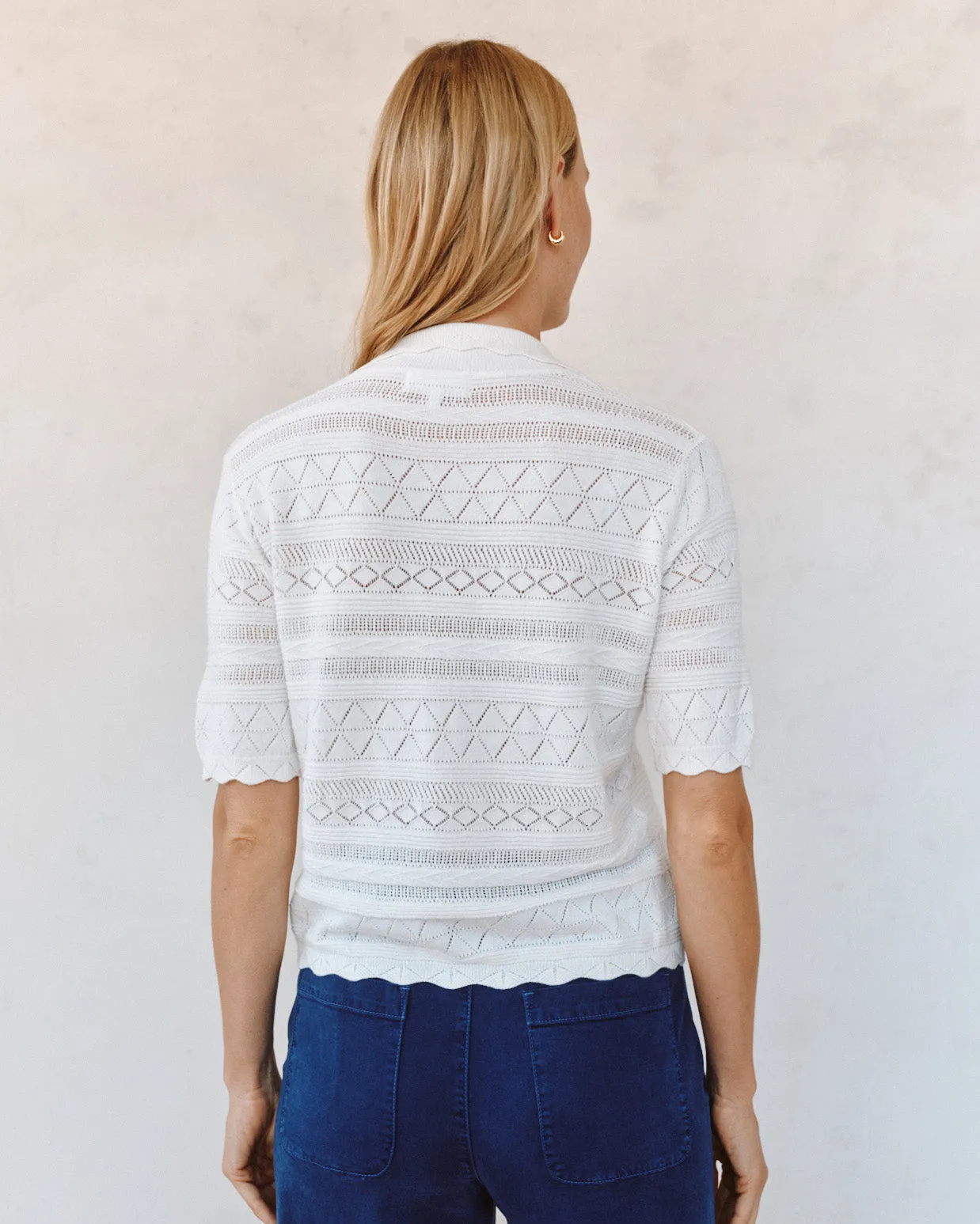 Short Sleeve Button Down Sweater - Ecru Ivory sold by Bella Dahl product image thumbnail 3