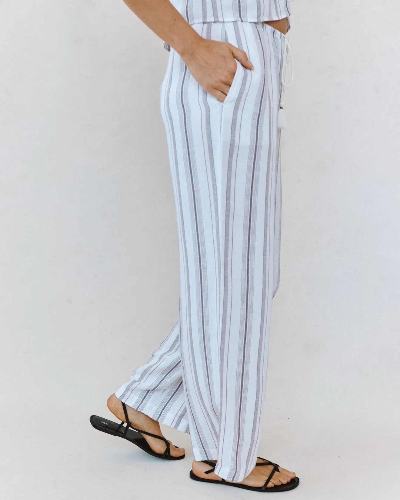 Beach Pant With Tassel Drawstring - Rosewood Stripe sold by Bella Dahl product image thumbnail 2