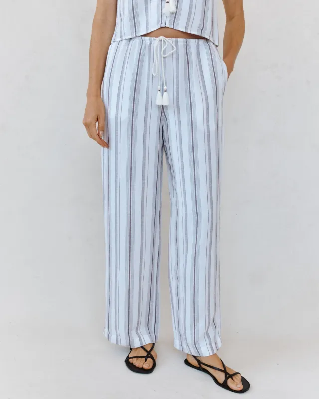 Beach Pant With Tassel Drawstring - Rosewood Stripe made by Bella Dahl