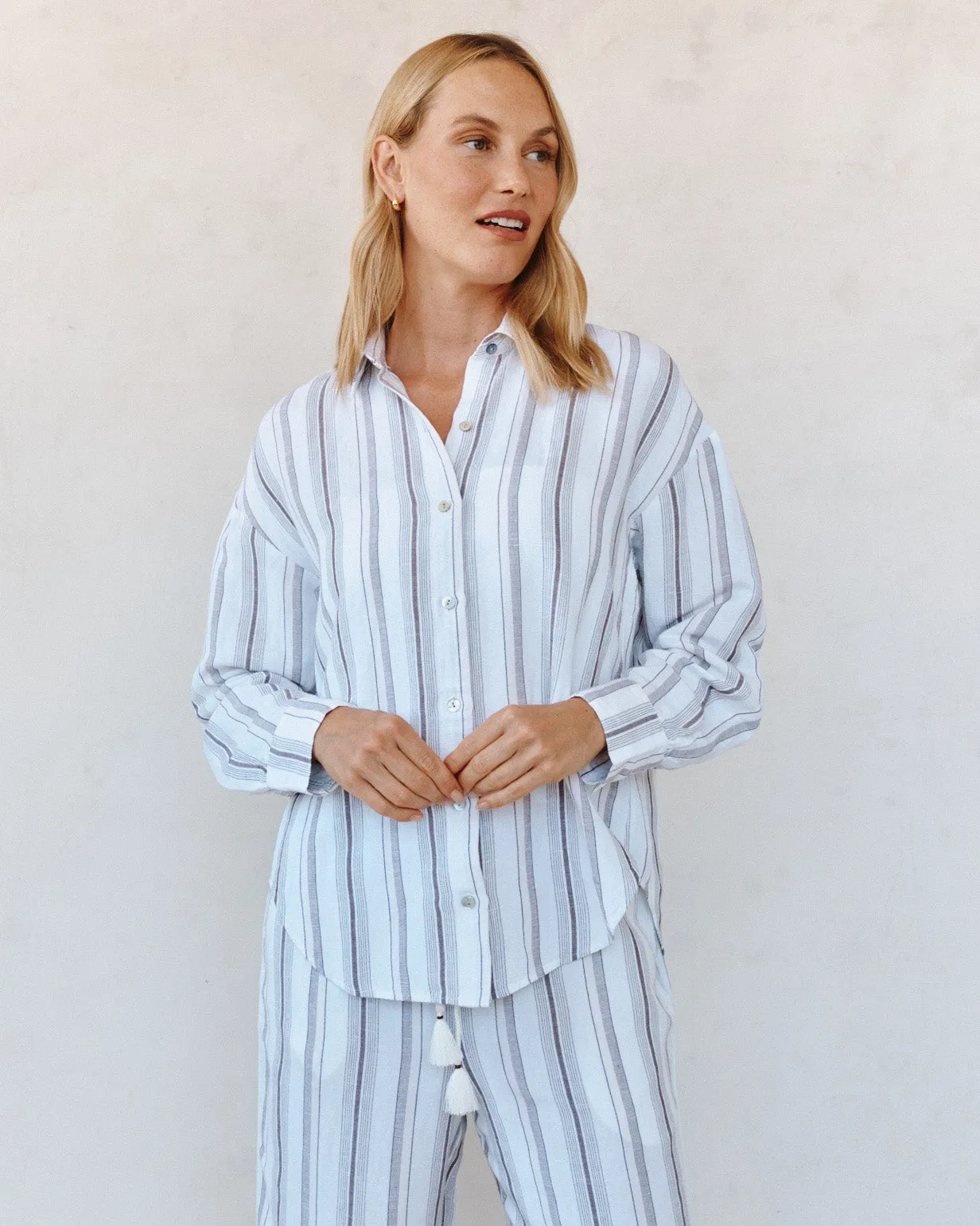 Oversized Clean Shirt - Rosewood Stripe sold by Bella Dahl product image thumbnail 4
