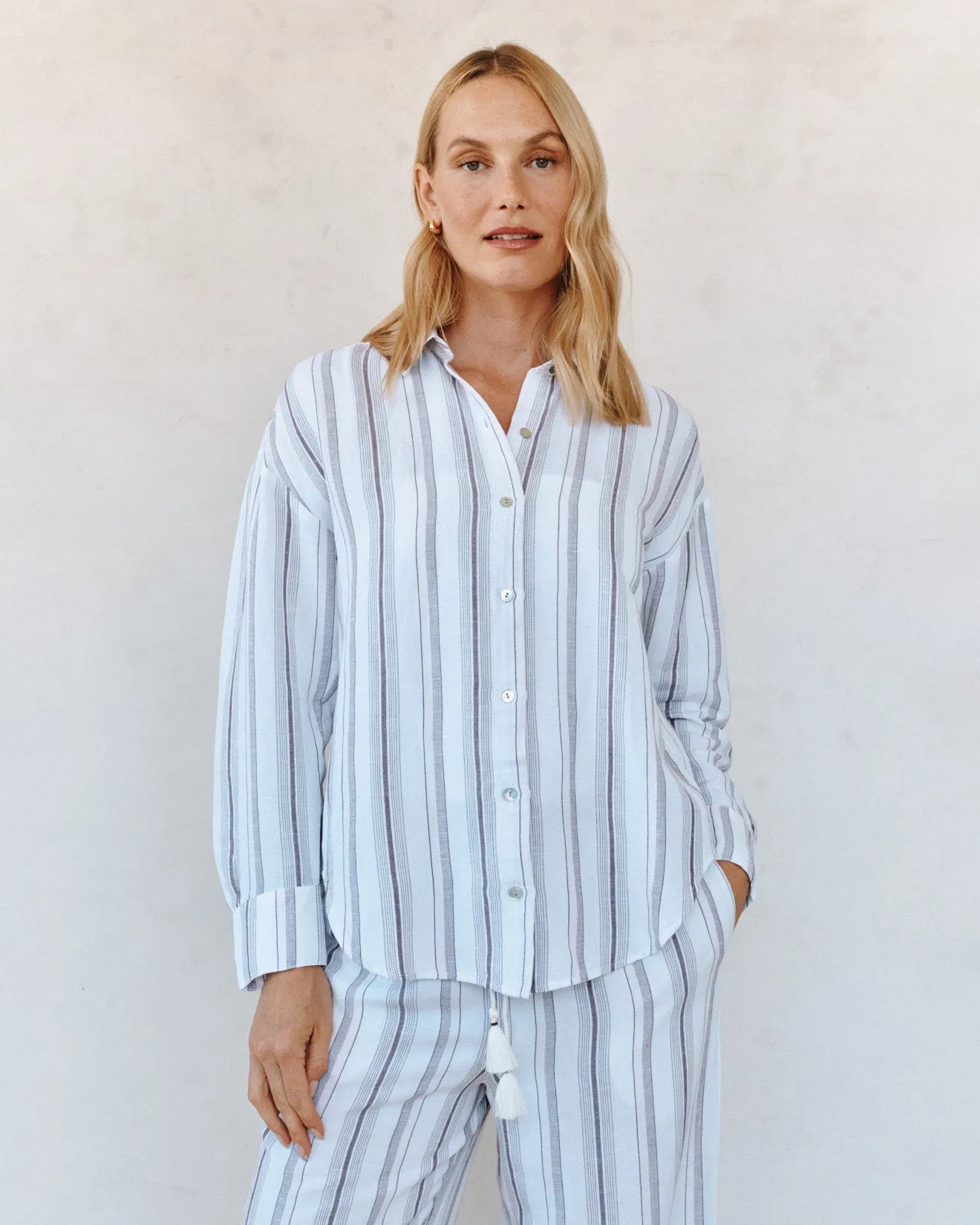 Oversized Clean Shirt - Rosewood Stripe sold by Bella Dahl product image thumbnail 3