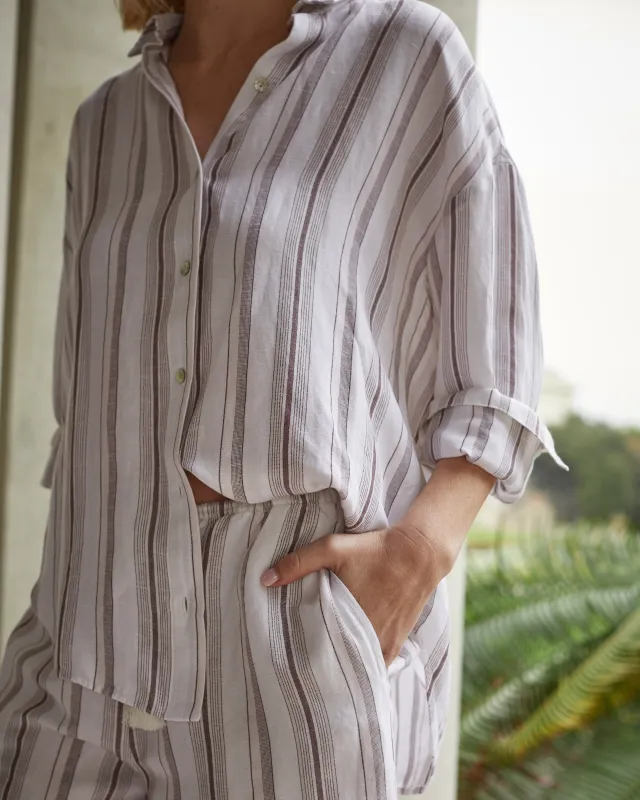 Oversized Clean Shirt - Rosewood Stripe made by Bella Dahl