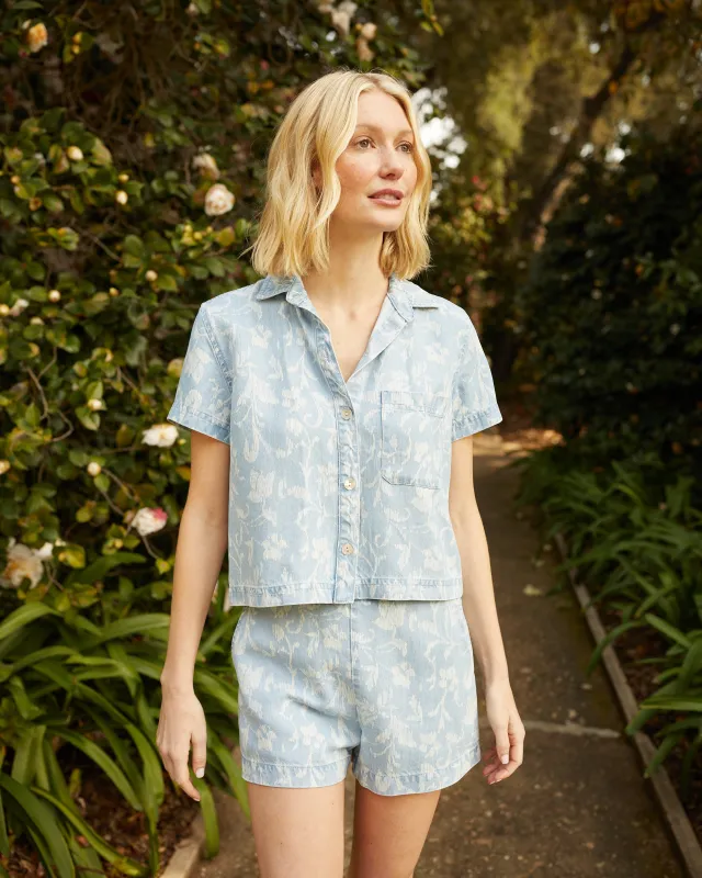 Short Sleeve Pocket Button Down - Vintage Fleur Denim made by Bella Dahl