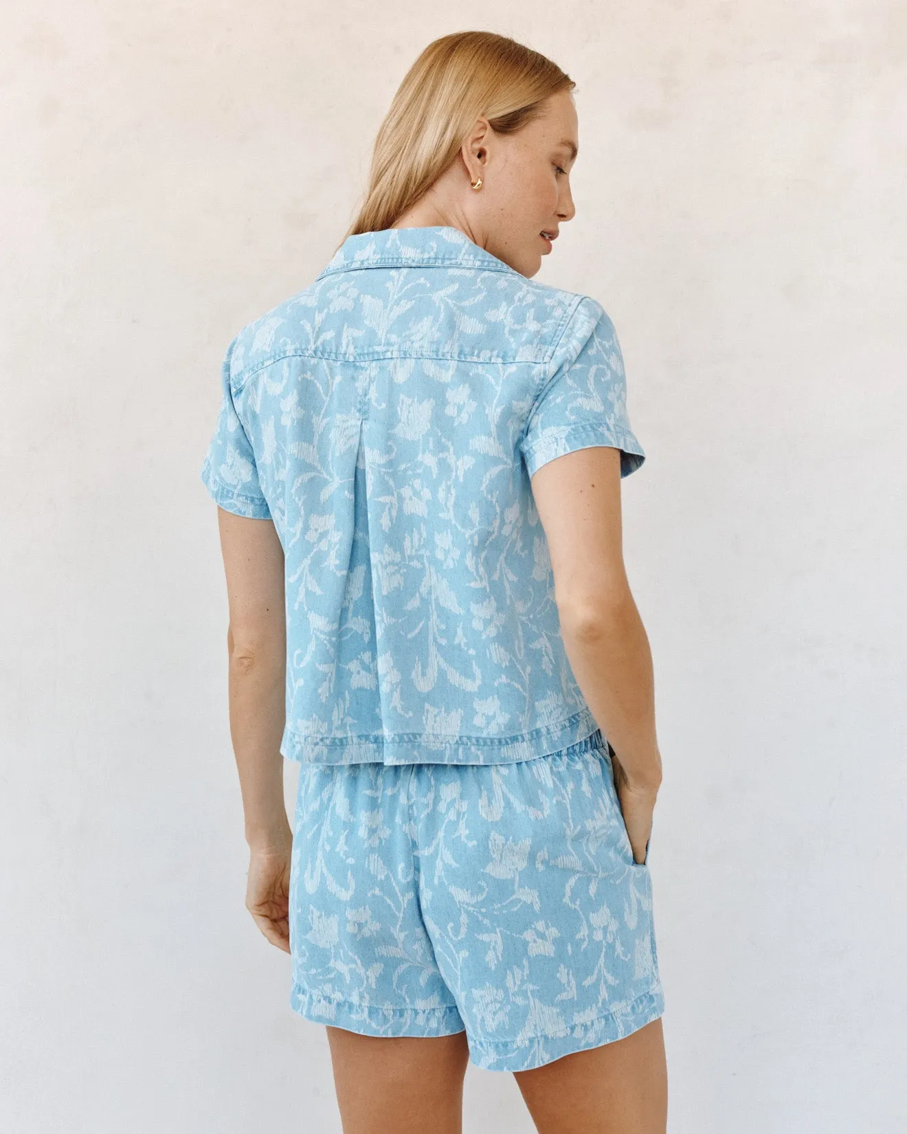 Short Sleeve Pocket Button Down - Vintage Fleur Denim sold by Bella Dahl product image thumbnail 5