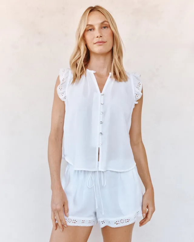 Ruffle Sleeve Top - White made by Bella Dahl