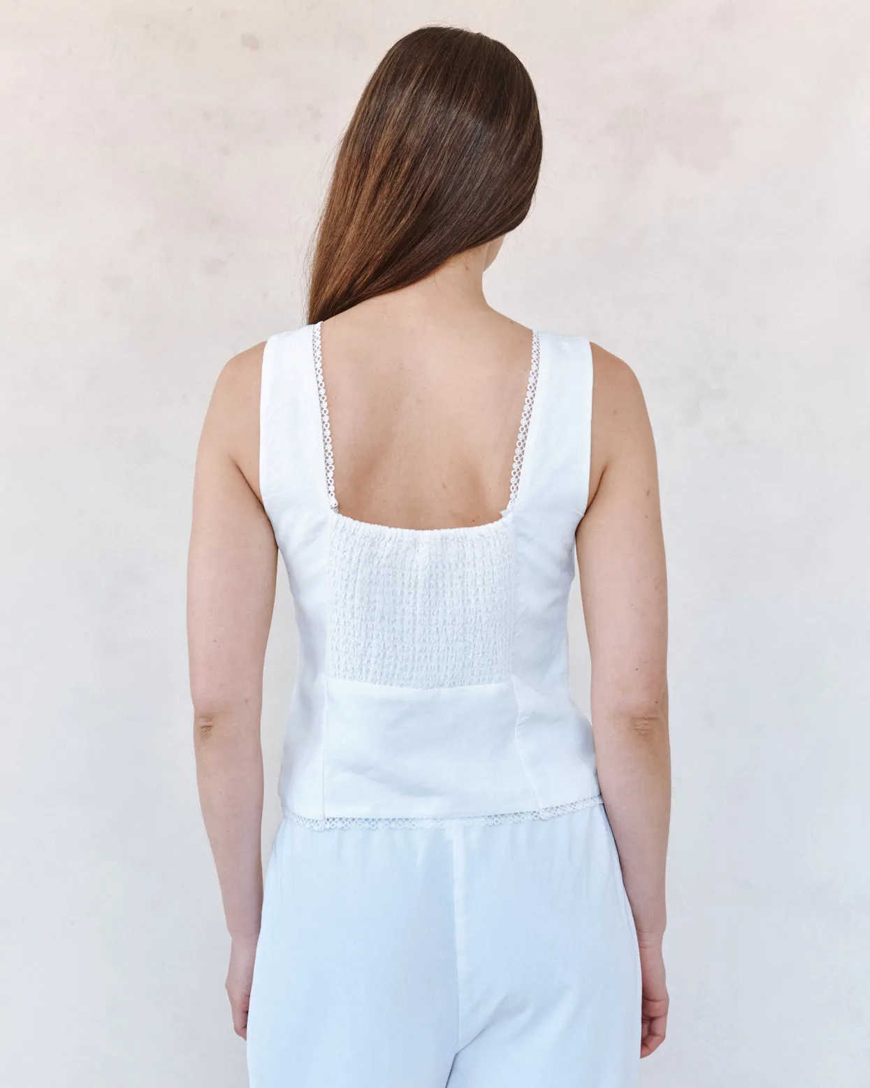 Fitted Bodice Top With Smock Back - White sold by Bella Dahl product image thumbnail 5