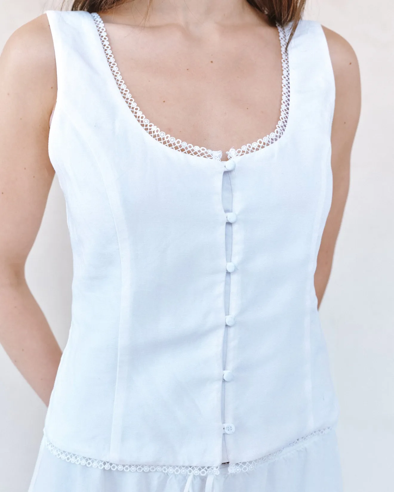 Fitted Bodice Top With Smock Back - White sold by Bella Dahl product image thumbnail 4