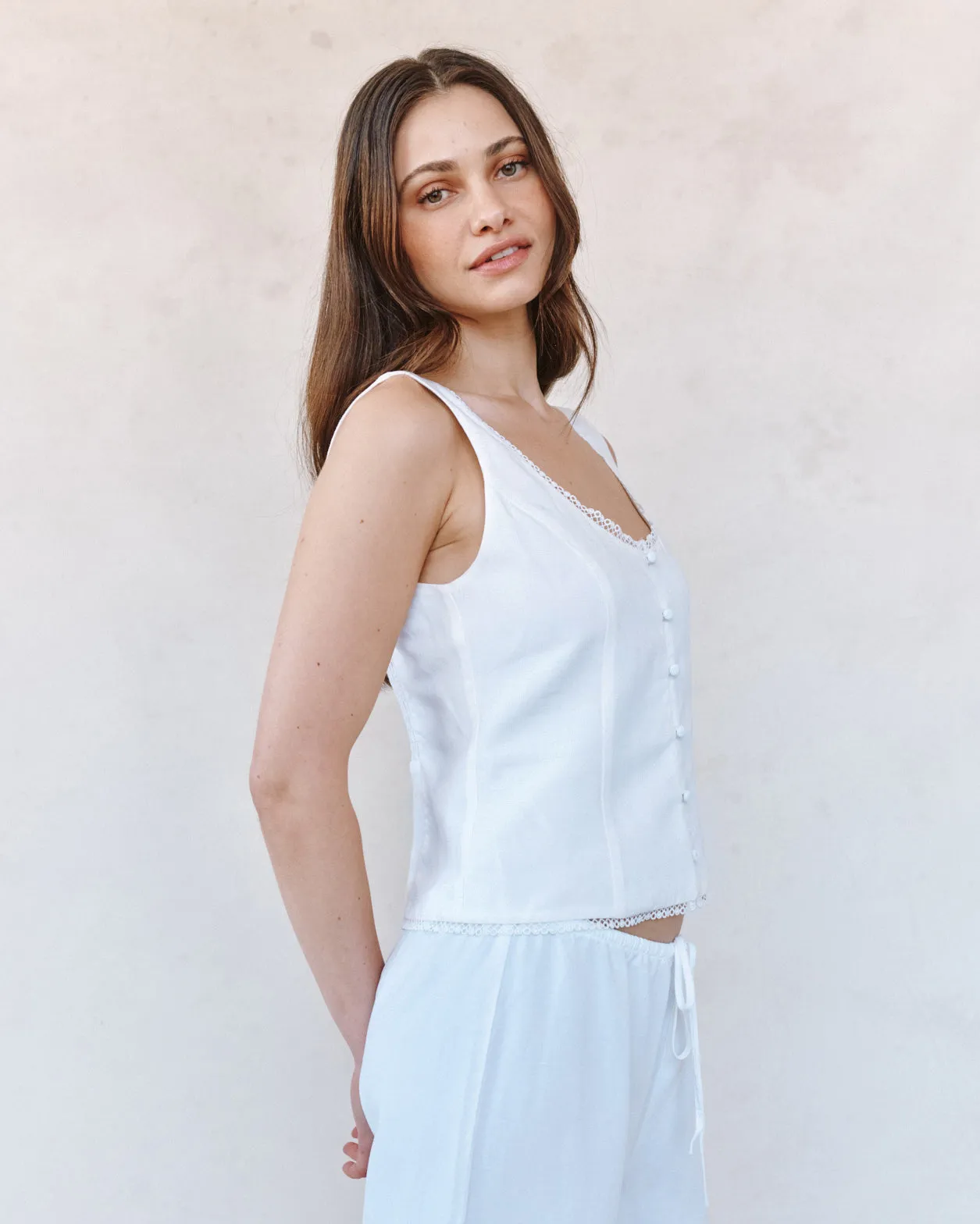 Fitted Bodice Top With Smock Back - White sold by Bella Dahl product image thumbnail 2