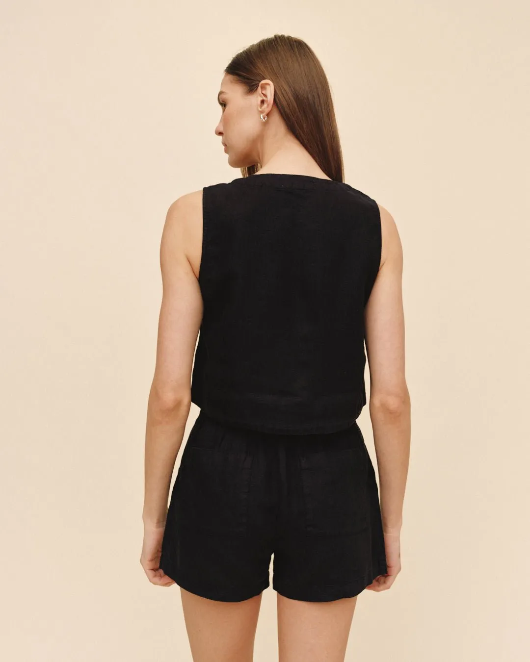 Sleeveless Half Placket Top - Black sold by Bella Dahl product image thumbnail 4