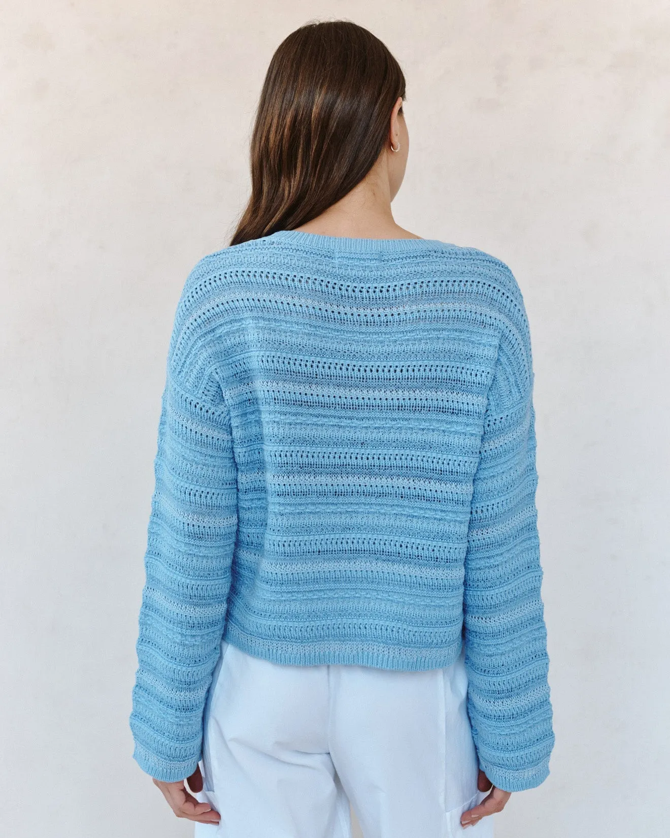 Textured Crew Neck Sweater - Sea Breeze Blue sold by Bella Dahl product image thumbnail 5