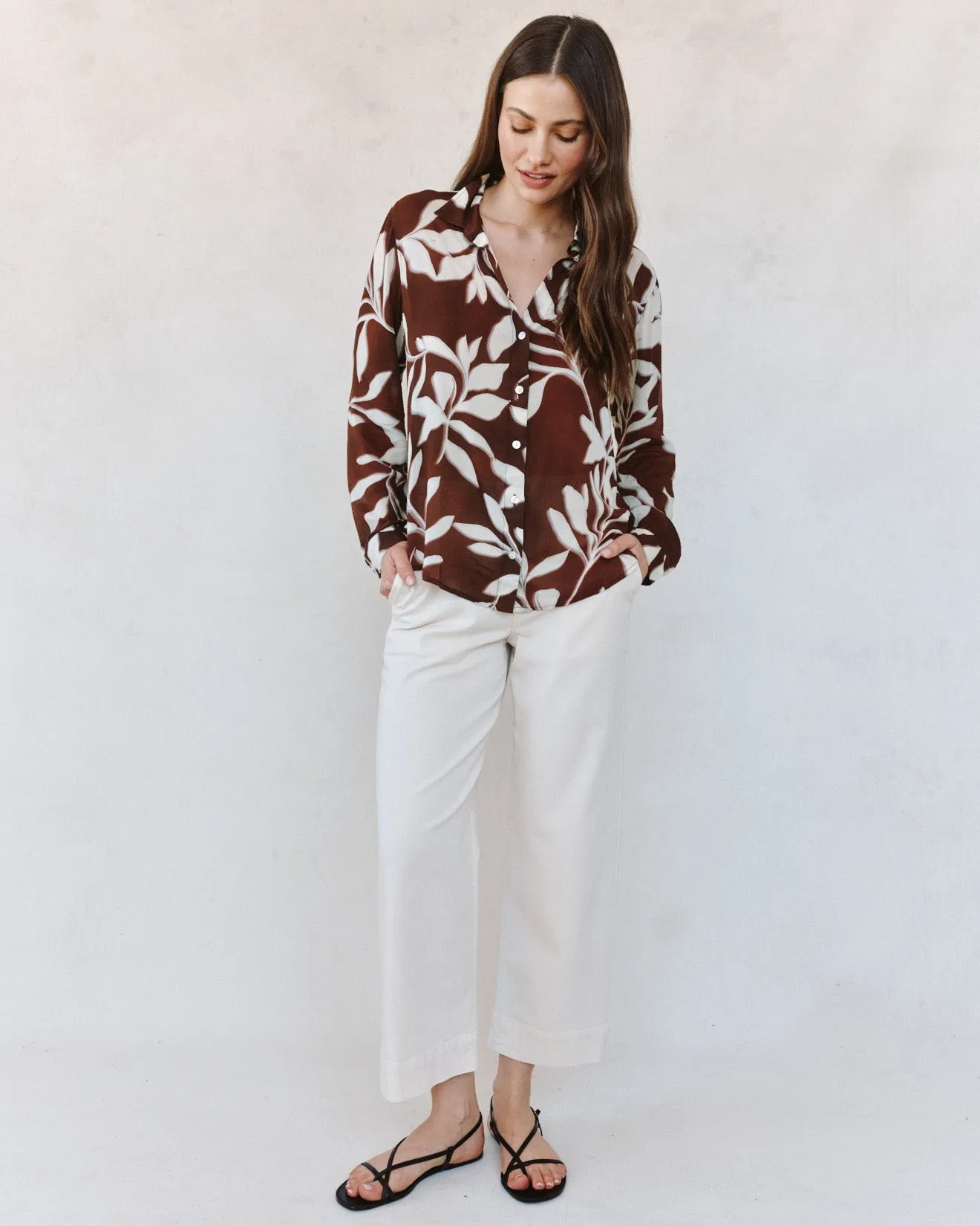 Classic Button Down - Botanical Blur Print sold by Bella Dahl