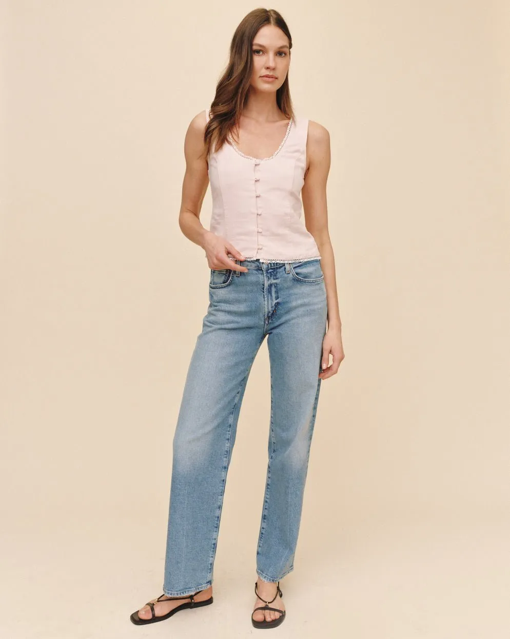 Fitted Bodice Top With Smock Back - Ballet Pink sold by Bella Dahl product image thumbnail 2