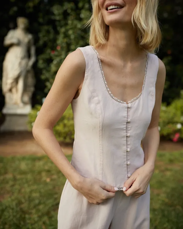 Fitted Bodice Top With Smock Back - Ballet Pink sold by Bella Dahl