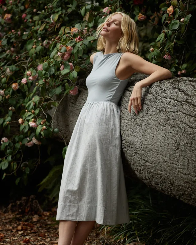 Mixed Crew Neck Midi Dress - Minted Sage made by Bella Dahl