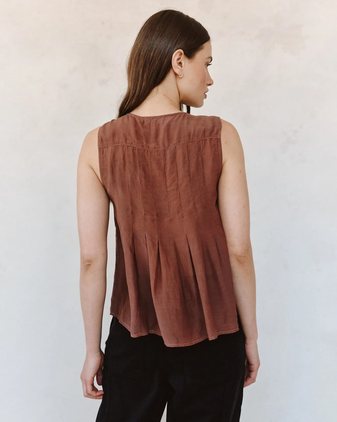 Sleeveless Pintuck Pullover - Mocha Cloud sold by Bella Dahl product image thumbnail 3