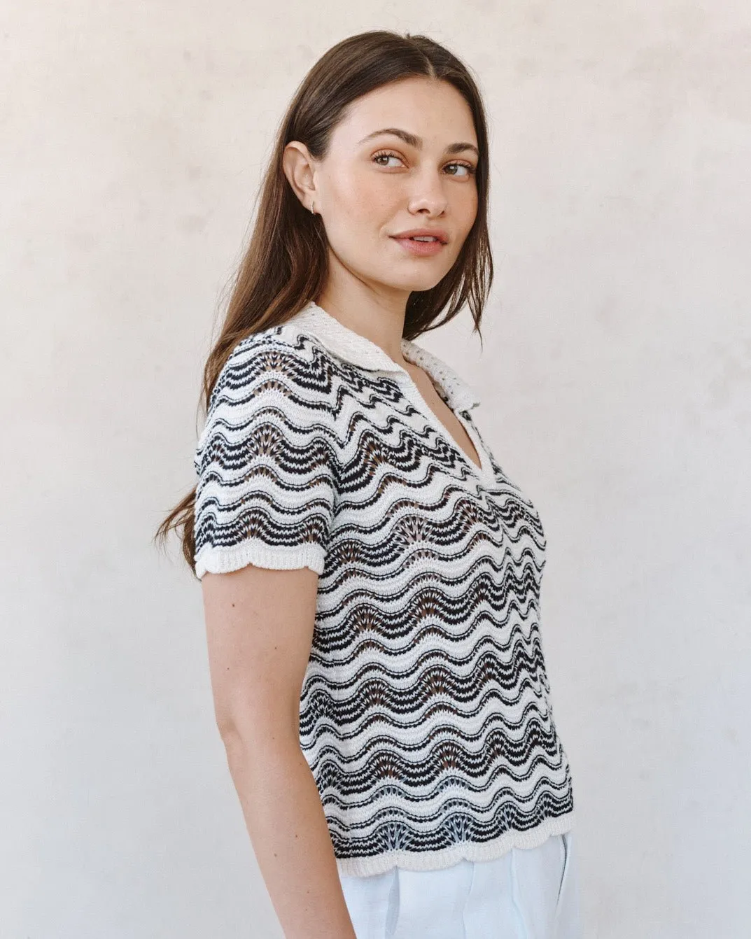Short Sleeve Collar Sweater - Moonlit Waves sold by Bella Dahl product image thumbnail 4