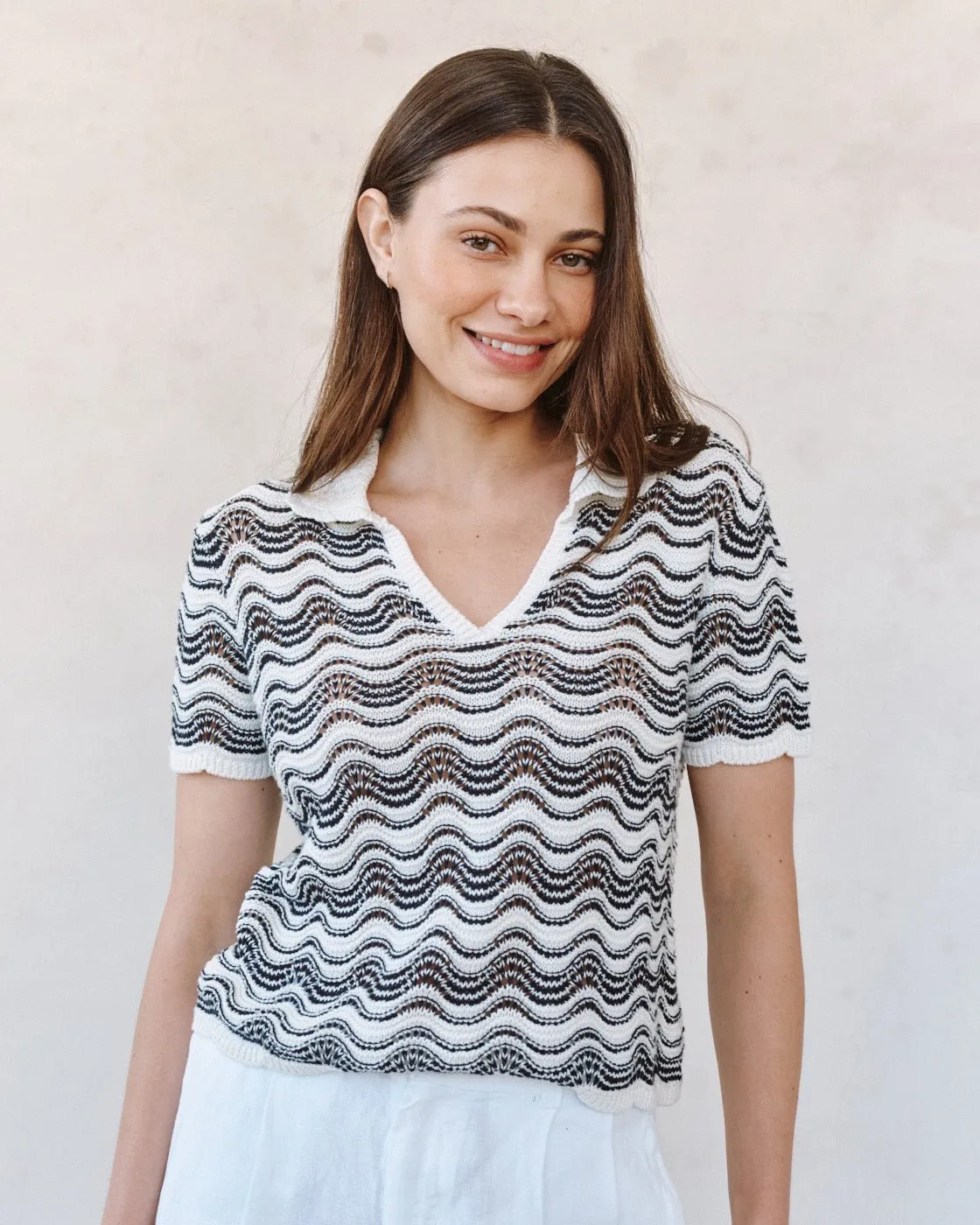 Short Sleeve Collar Sweater - Moonlit Waves sold by Bella Dahl
