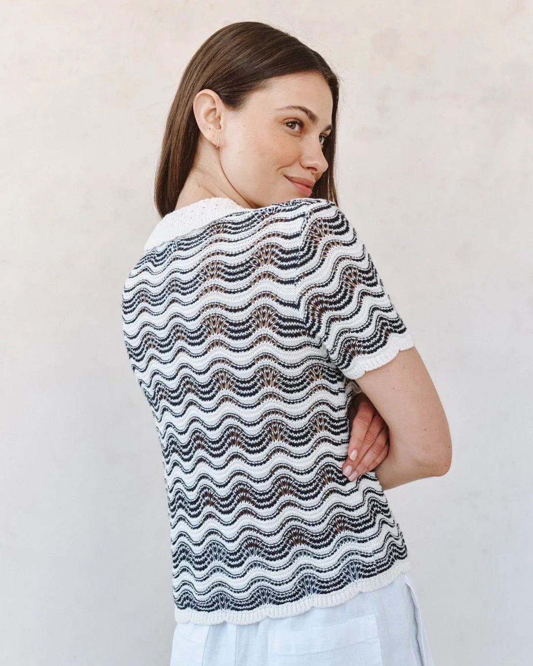 Short Sleeve Collar Sweater - Moonlit Waves sold by Bella Dahl product image thumbnail 5