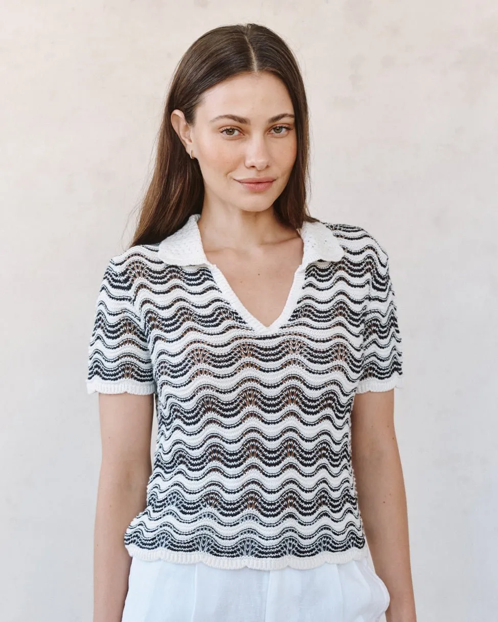 Short Sleeve Collar Sweater - Moonlit Waves sold by Bella Dahl product image thumbnail 3