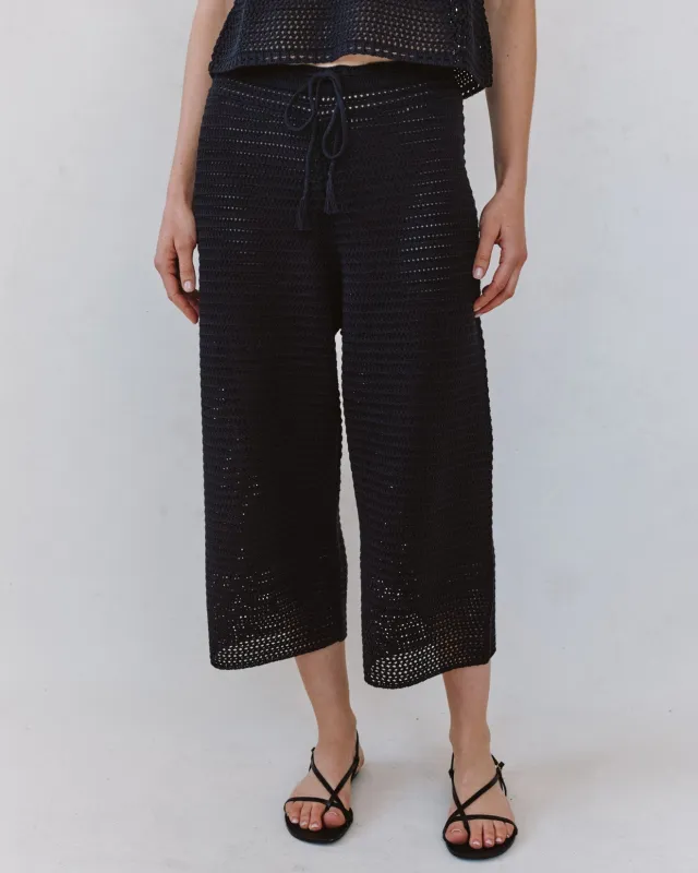 Crop Wide Leg Crochet Pant - Black sold by Bella Dahl