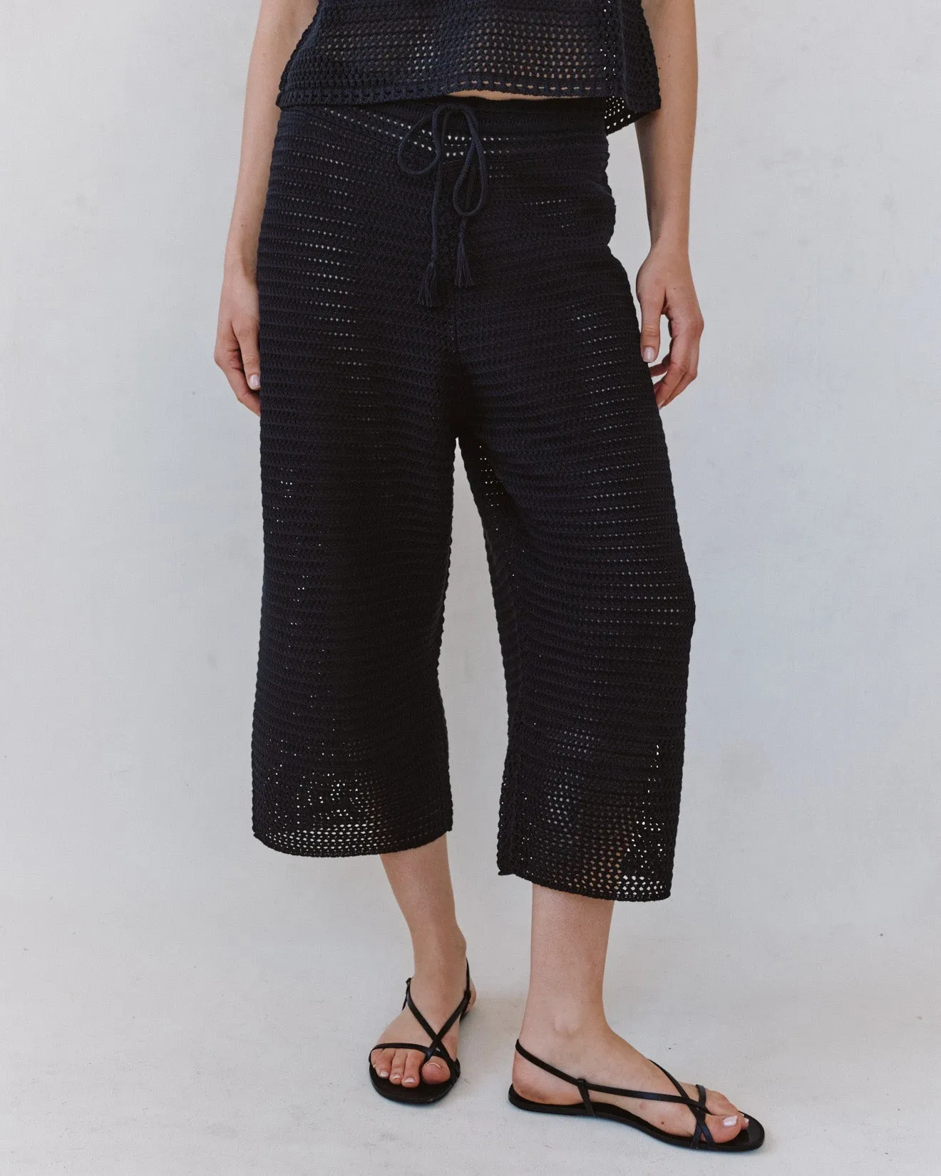 Crop Wide Leg Crochet Pant - Black sold by Bella Dahl product image thumbnail 2