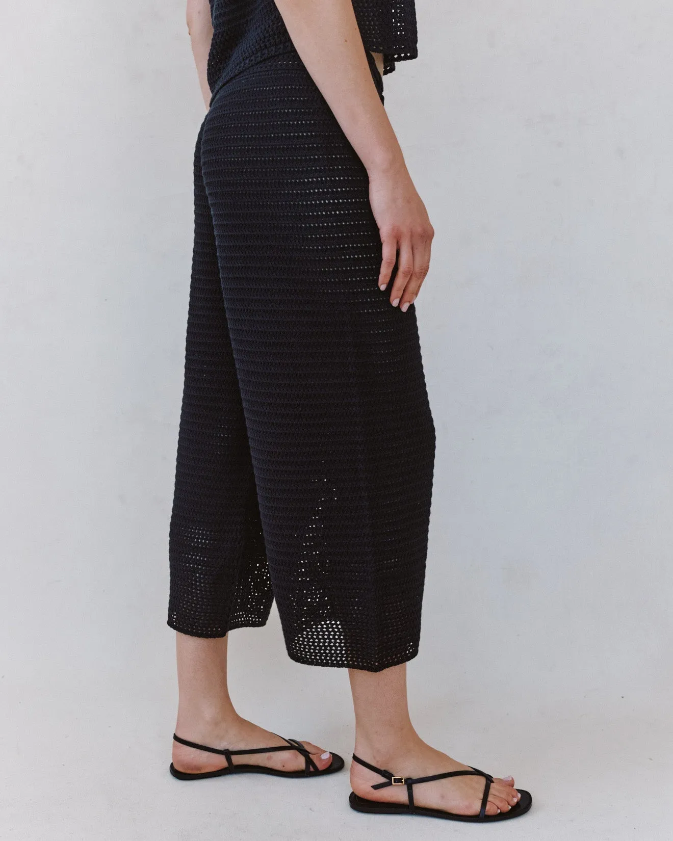 Crop Wide Leg Crochet Pant - Black sold by Bella Dahl product image thumbnail 3